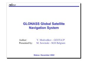 GLONASS Global Satellite Navigation System
