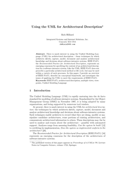 Using the UML for Architectural Description?