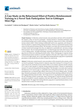 A Case Study on the Behavioural Effect of Positive Reinforcement Training in a Novel Task Participation Test in Göttingen Mini Pigs