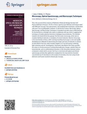 Microscopy, Optical Spectroscopy, and Macroscopic Techniques Series: Methods in Molecular Biology, Vol