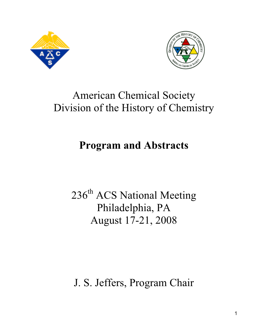 American Chemical Society Division of the History of Chemistry Program