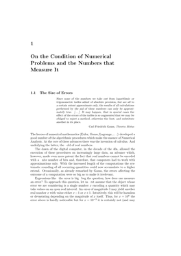 1 on the Condition of Numerical Problems and the Numbers That