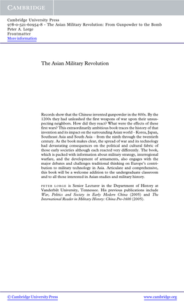 The Asian Military Revolution: from Gunpowder to the Bomb Peter A
