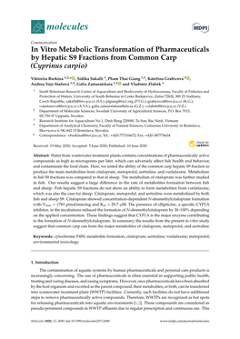 In Vitro Metabolic Transformation of Pharmaceuticals by Hepatic S9 Fractions from Common Carp (Cyprinus Carpio)