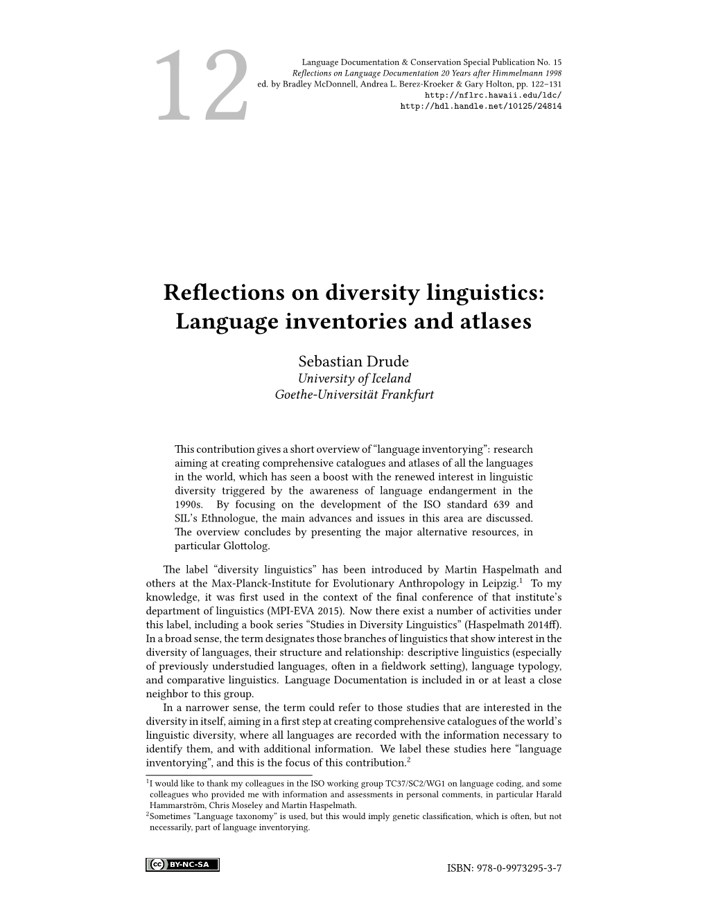 Reflections on Diversity Linguistics: Language Inventories and Atlases