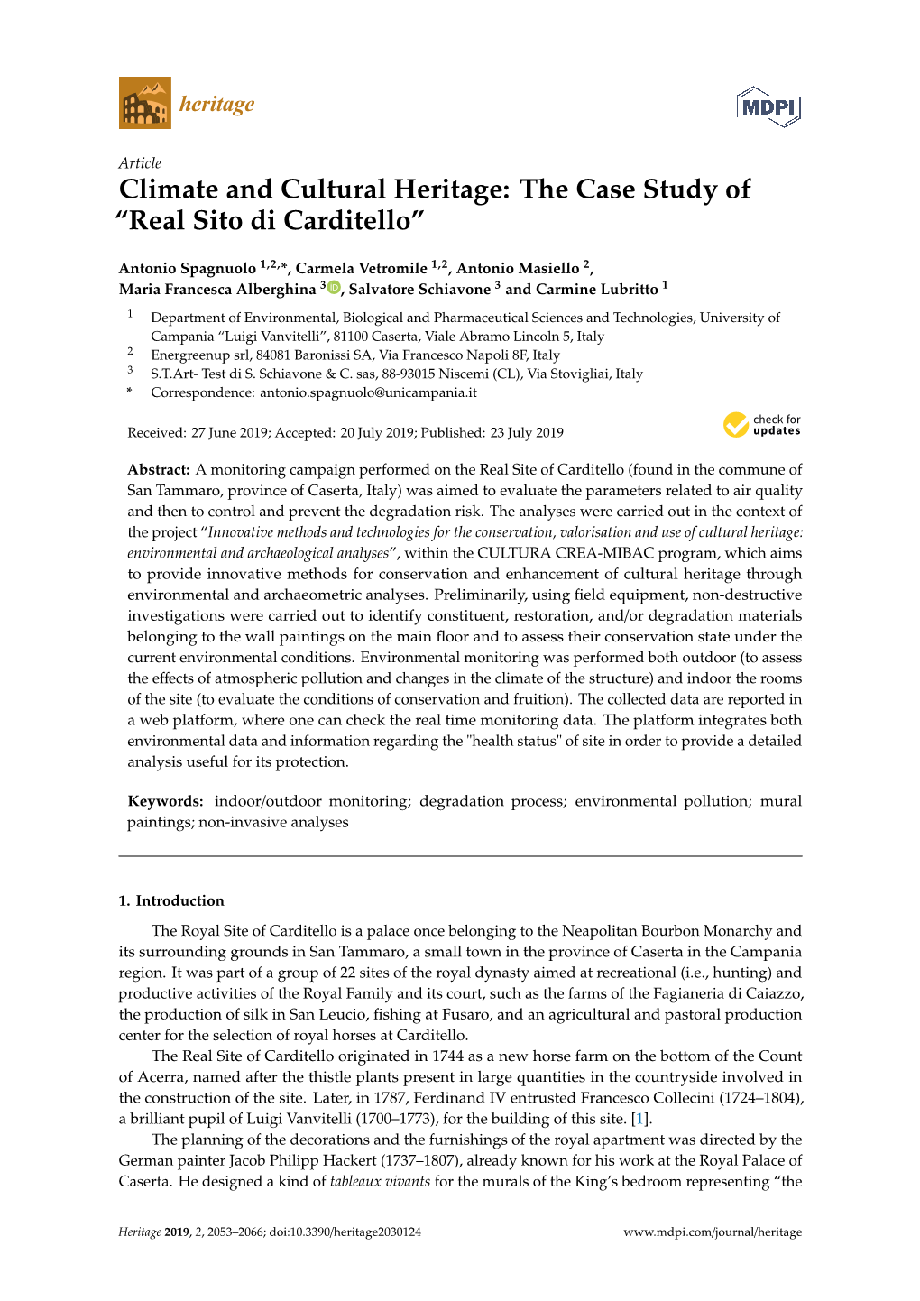 Climate and Cultural Heritage: the Case Study of “Real Sito Di Carditello”