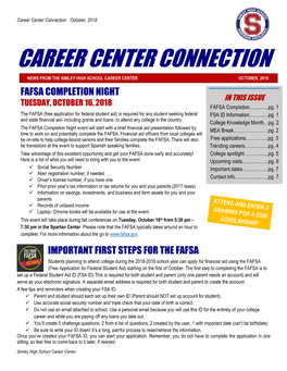 Career Center Connection October, 2018