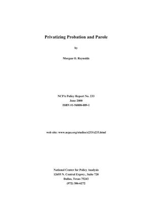 Privatizing Probation and Parole