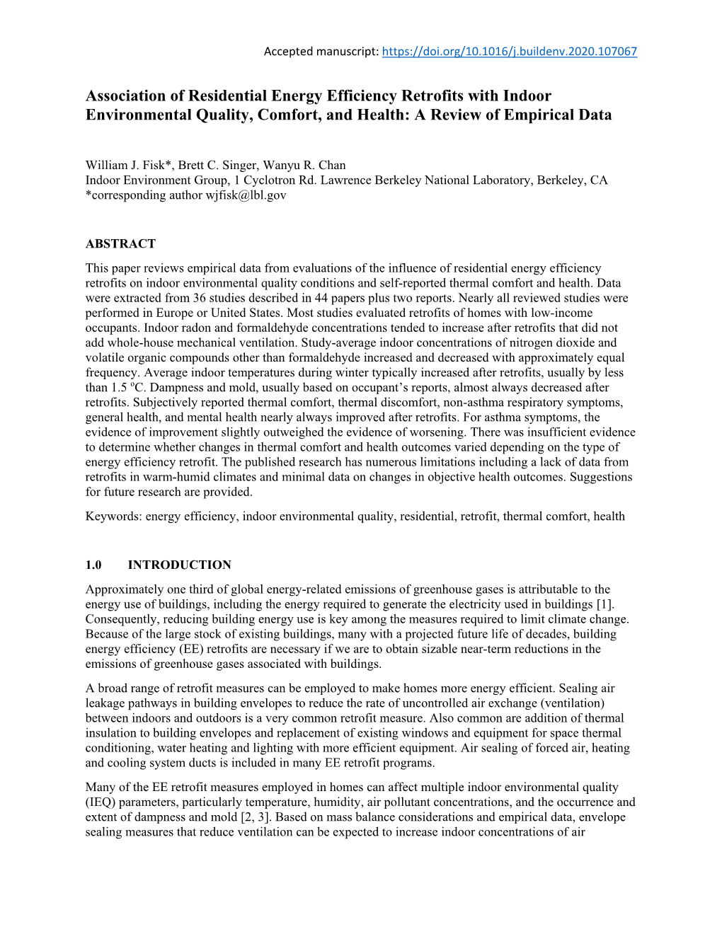 Association of Residential Energy Efficiency Retrofits with Indoor Environmental Quality, Comfort, and Health: a Review of Empirical Data