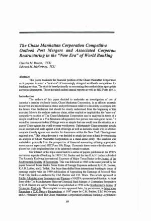 The Chase Manhattan Corporation Competitive Outlook Post Mergers·And Associated Corpora,,~ Restructuring in the "New Era&Q