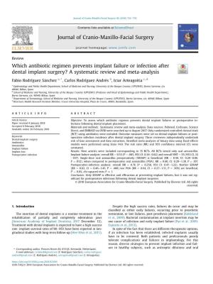 Which Antibiotic Regimen Prevents Implant Failure Or Infection After Dental Implant Surgery? a Systematic Review and Meta-Analysis