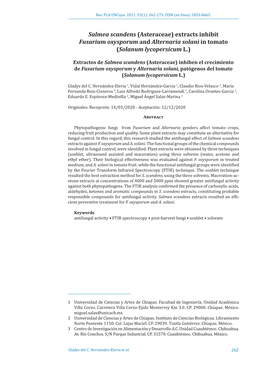 Salmea Scandens (Asteraceae) Extracts Inhibit Fusarium Oxysporum and Alternaria Solani in Tomato (Solanum Lycopersicum L.)