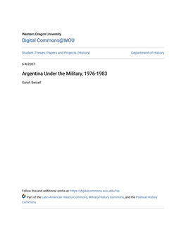 Argentina Under the Military, 1976-1983