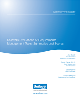 Seilevel's Evaluations of Requirements Management Tools