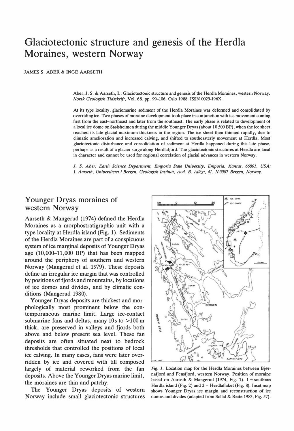 Glaciotectonic Structure and Genesis of the Herdla Moraines, Western Norway