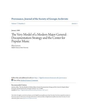 Documentation Strategy and the Center for Popular Music Ellen Garrison Middle Tennessee State University