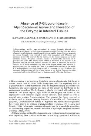 Mycobacterium Leprae a Nd Elevation Of