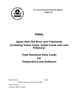 Final Upper Main Eel River and Tributaries (Including