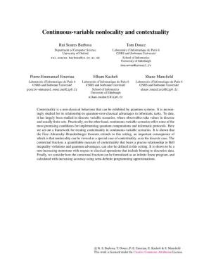 Continuous Variable Nonloclality and Contextuality