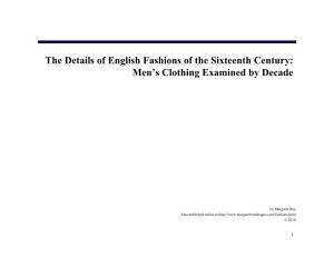The Details of English Fashions of the Sixteenth Century: Men's Clothing