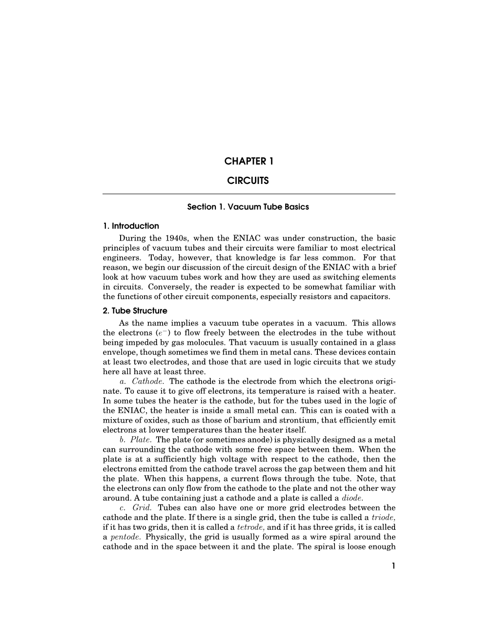 Draft Chapter on the ENIAC Circuits