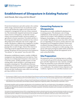 Establishment of Silvopasture in Existing Pastures1 Jarek Nowak, Alan Long, and Ann Blount2