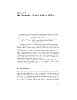 1D Regression Models Such As Glms