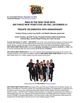 Ring in the New Year with Air Farce New Year's Eve on Cbc