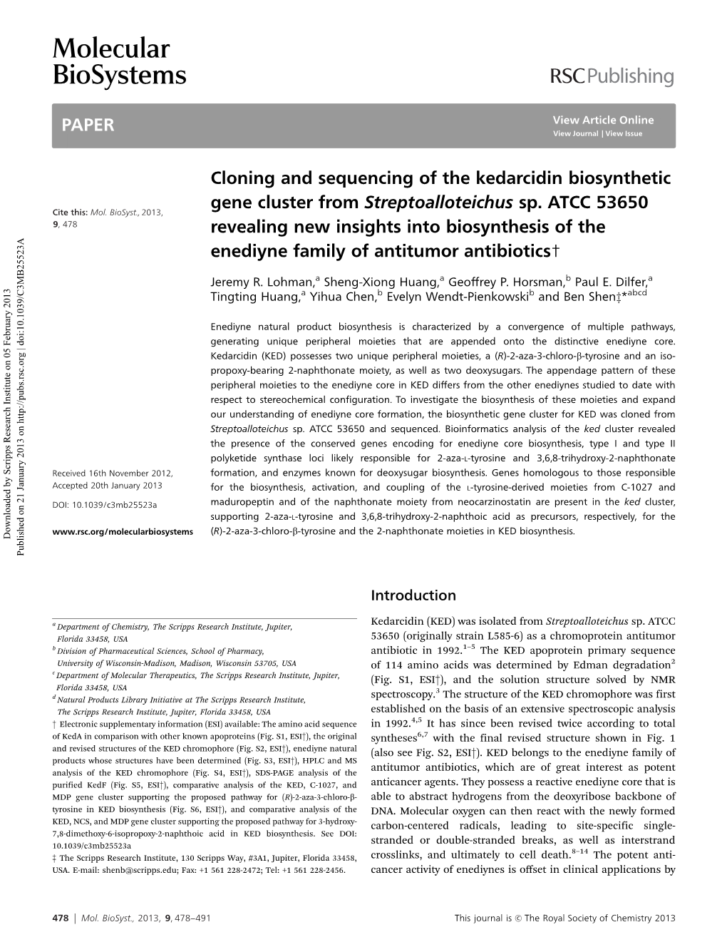 Molecular Biosystems