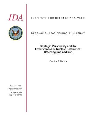 Strategic Personality and the Effectiveness of Nuclear Deterrence: Deterring Iraq and Iran