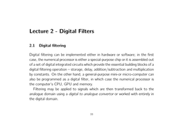 Lecture 2 - Digital Filters