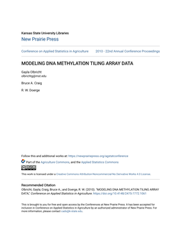 Modeling Dna Methylation Tiling Array Data