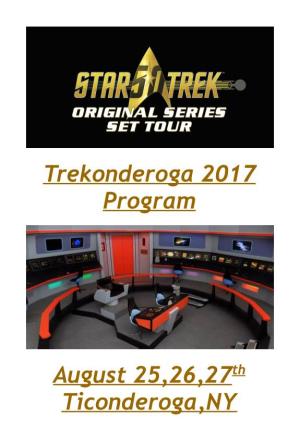 Trekonderoga 2017 Program August 25,26,27Th Ticonderoga,NY