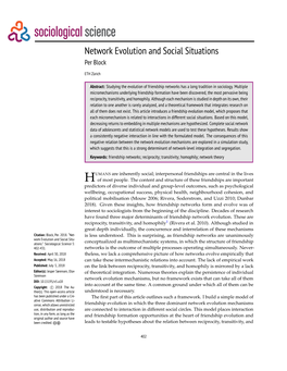 Network Evolution and Social Situations Per Block