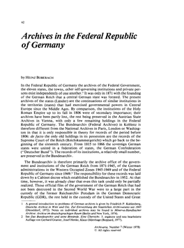 Archives in the Federal Republic of Germany