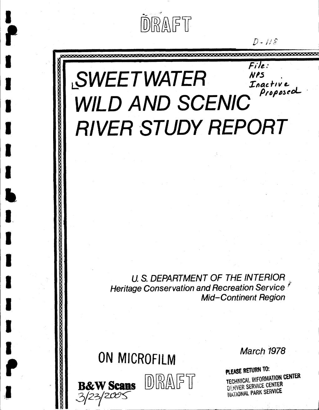 LSWEETWATER Z^A,,, WILD and SCENIC RIVER STUDY REPORT S&Ws^D °QG4
