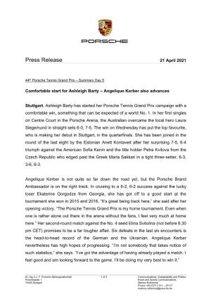 Press Release 21 April 2021