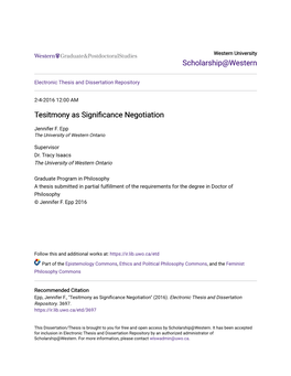 Tesitmony As Significance Negotiation