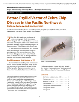 Potato Psyllid Vector of Zebra Chip Disease in the Pacific Northwest Biology, Ecology, and Management