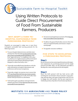 Using Written Protocols to Guide Direct Procurement of Food from Sustainable Farmers, Producers