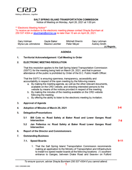 Salt Spring Island Transportation Commission Meeting Agenda April 26, 2021 2