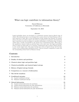 What Can Logic Contribute to Information Theory?