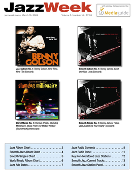 Jazzweek with Airplay Data Powered by Jazzweek.Com • March 16, 2009 Volume 5, Number 16 • $7.95