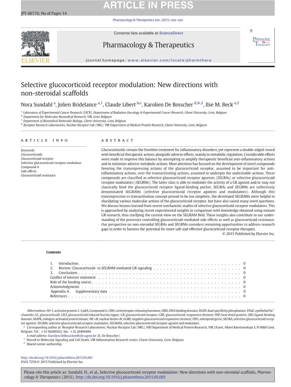 New Directions with Non-Steroidal Scaffolds