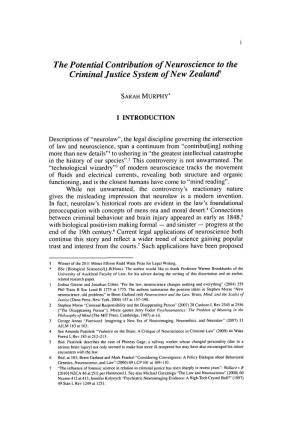 The Potential Contribution of Neuroscience to the Criminal Justice System of New Zealand
