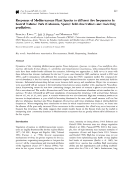 Catalonia, Spain): ﬁeld Observations and Modelling Predictions