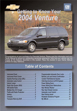 2004 Chevrolet Venture Get to Know Guide