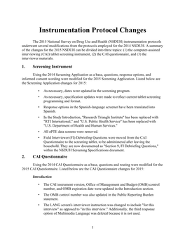 NSDUH MRB Instrumentation Protocol Changes