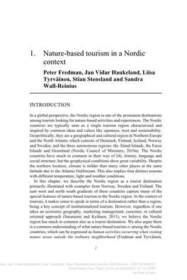 Downloaded from Elgar Online at 09/24/2021 01:10:15PM Via Free Access Nature-Based Tourism in a Nordic Context 3