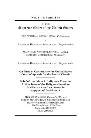 Brief of the Islam & Religious Freedom Action Team of the Religious Freedom Institute As Amicus Curiae in Support of Petitioners ______